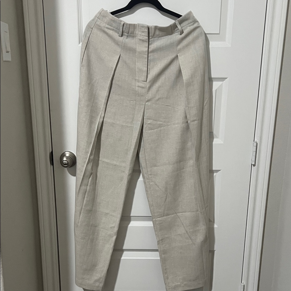 Commense Beige Wide Leg Trousers
